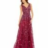 Embroidered Sleeveless Plunge Neck A Line Gown -Women's Skirt 20265 BER Default 1 WS