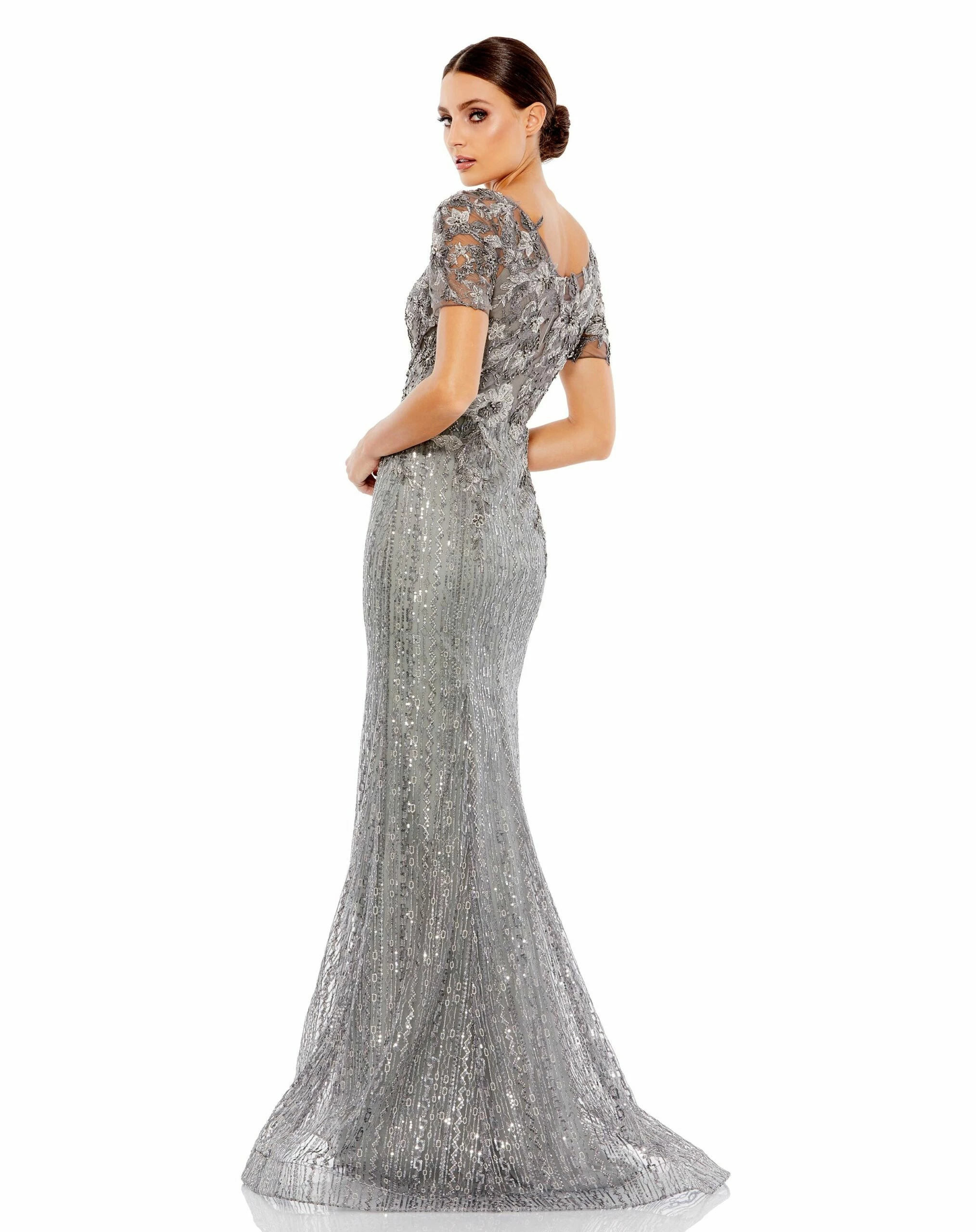Embellished V Neck Cap Sleeve Trumpet Gown 4 Embellished V Neck Cap Sleeve Trumpet Gown - Image 2