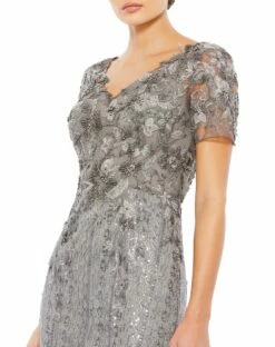 Embellished V Neck Cap Sleeve Trumpet Gown 10 Embellished V Neck Cap Sleeve Trumpet Gown -Women's Skirt 20282 DGY 3 WS c41ff603 d4ec 45fa af67 b1ad330c2bf9