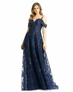 Embellished Cold Shoulder Sweetheart A Line Gown