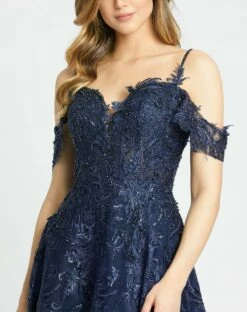 Embellished Cold Shoulder Sweetheart A Line Gown -Women's Skirt 20287 MidnightBlue CL