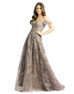Embellished Cold Shoulder Sweetheart A Line Gown -Women's Skirt 20287 VintageLilac AB