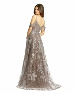 Embellished Cold Shoulder Sweetheart A Line Gown -Women's Skirt 20287 VintageLilac BK