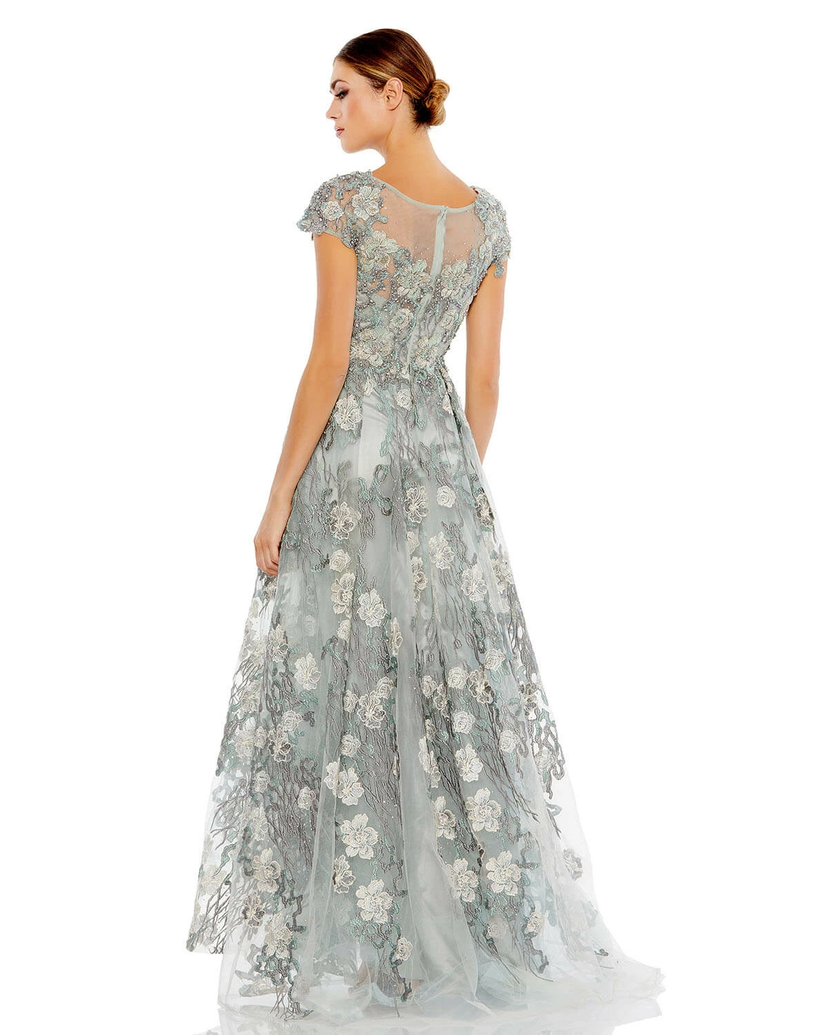 Floral Embroidered Short Sleeve Gown 4 Floral Embroidered Short Sleeve Gown - Image 2