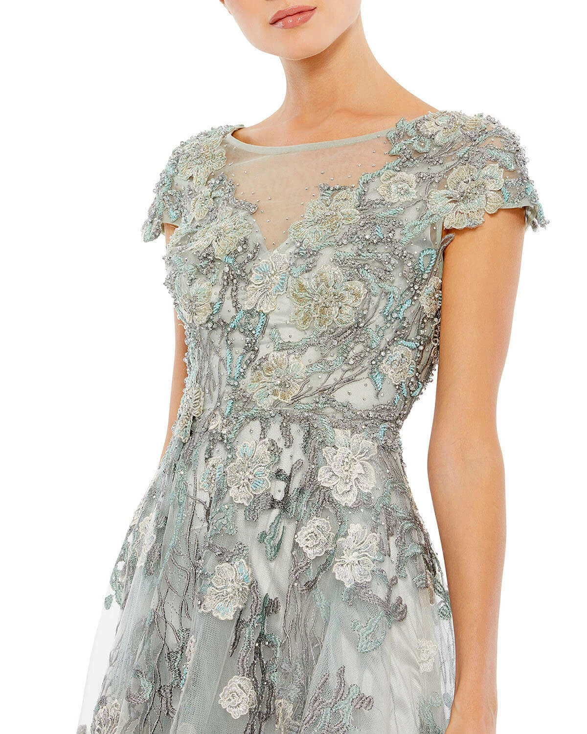 Floral Embroidered Short Sleeve Gown 5 Floral Embroidered Short Sleeve Gown - Image 3