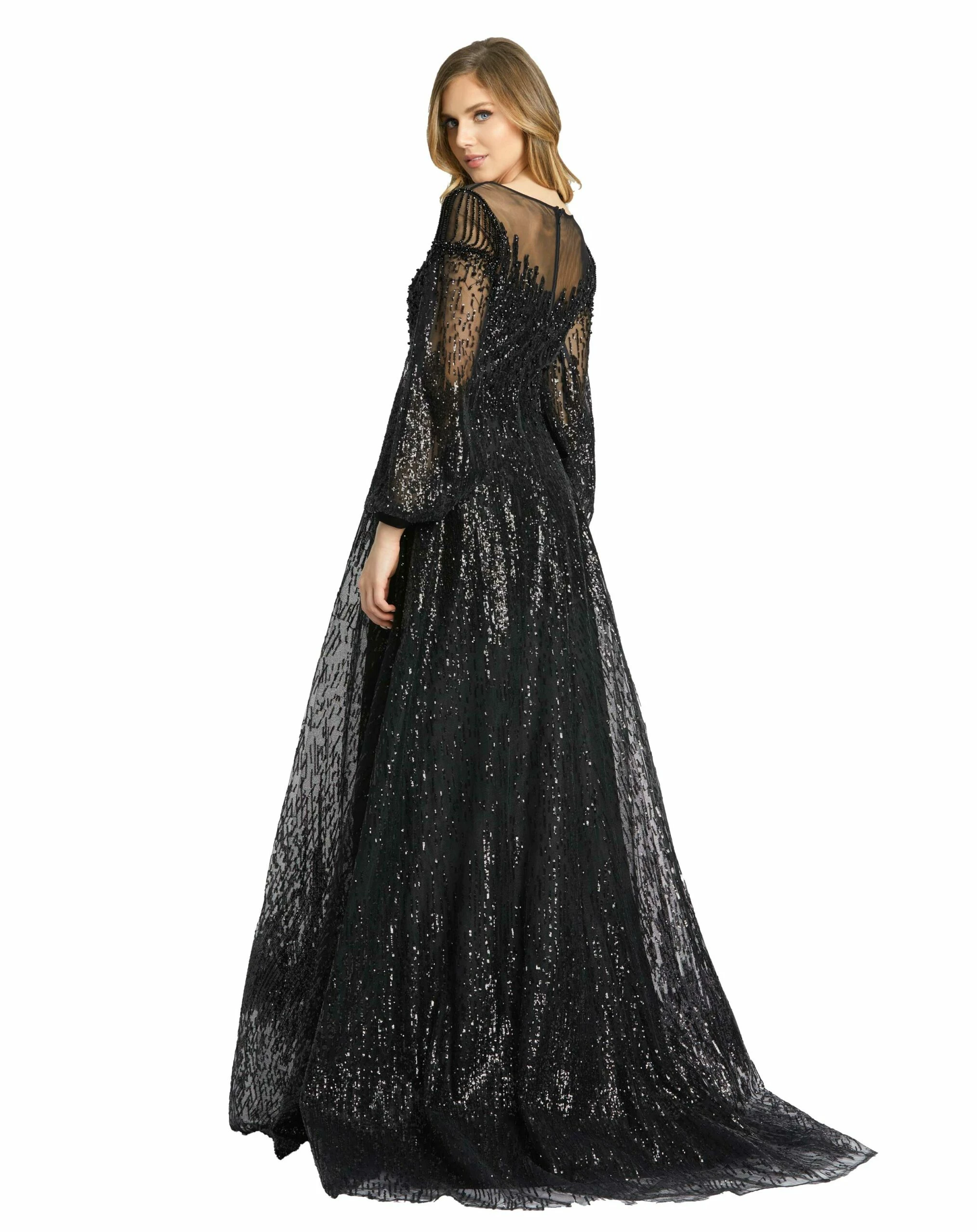 Jewel Encrusted Illusion Long Sleeve A Line Gown 7 Jewel Encrusted Illusion Long Sleeve A Line Gown - Image 5