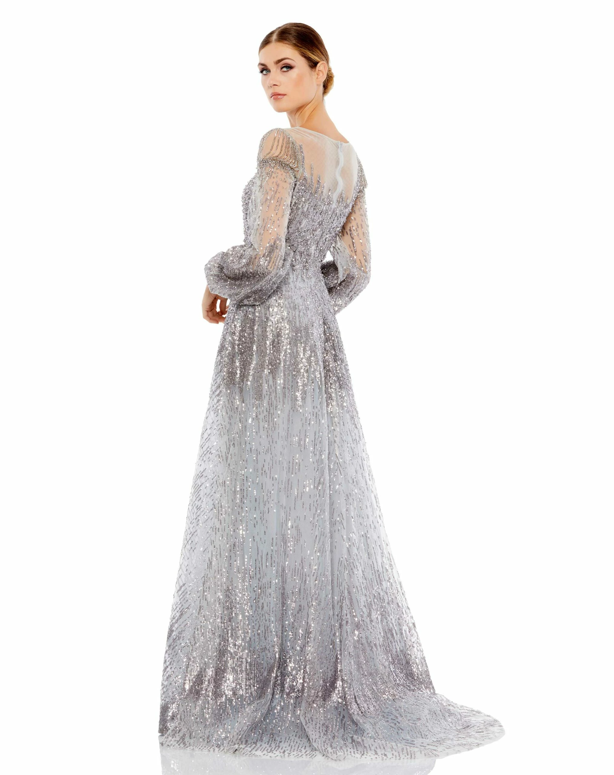 Jewel Encrusted Illusion Long Sleeve A Line Gown 4 Jewel Encrusted Illusion Long Sleeve A Line Gown - Image 2