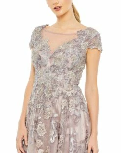 Embroidered Cap Sleeveless A Line Dress -Women's Skirt 20315 Lilac CL