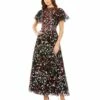 Embellished Butterfly Tea Length A Line Dress -Women's Skirt 20323 BlackMulti AB