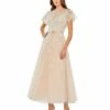 Embellished Flutter Sleeve Bow Waist A Line Dress 1 Embellished Flutter Sleeve Bow Waist A Line Dress -Women's Skirt 20362 Nude AB