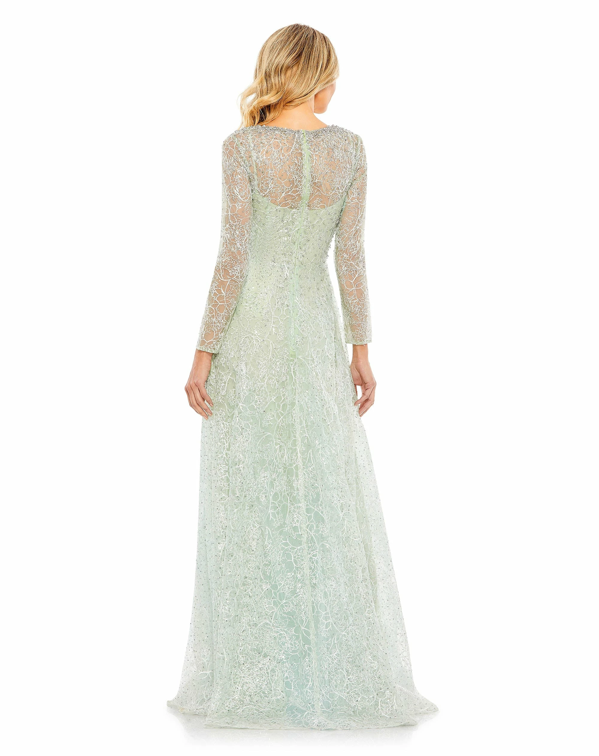 Crystal Embellished Long Sleeve V Neck Gown 4 Crystal Embellished Long Sleeve V Neck Gown - Image 2