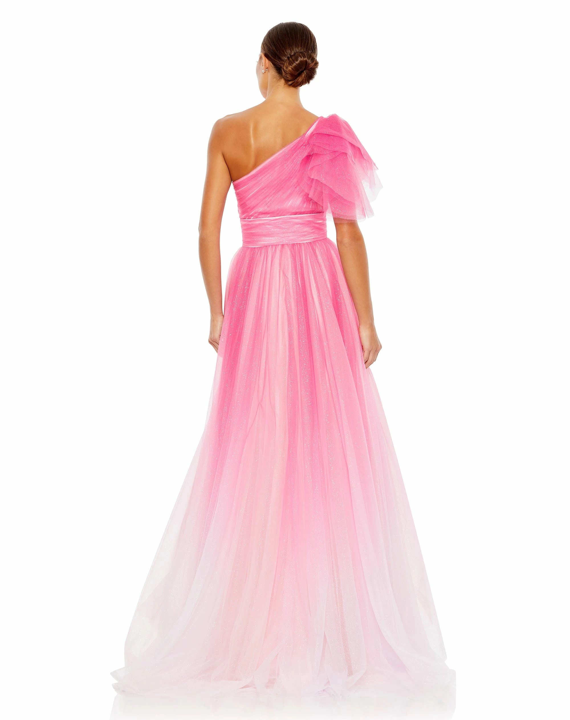 Glitter Ombre Ruffled One Shoulder Ballgown 4 Glitter Ombre Ruffled One Shoulder Ballgown - Image 2