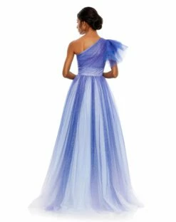 Glitter Ombre Ruffled One Shoulder Ballgown 15 Glitter Ombre Ruffled One Shoulder Ballgown -Women's Skirt 20377 RoyalOmbre BK