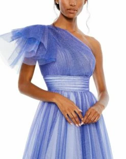 Glitter Ombre Ruffled One Shoulder Ballgown 16 Glitter Ombre Ruffled One Shoulder Ballgown -Women's Skirt 20377 RoyalOmbre CL