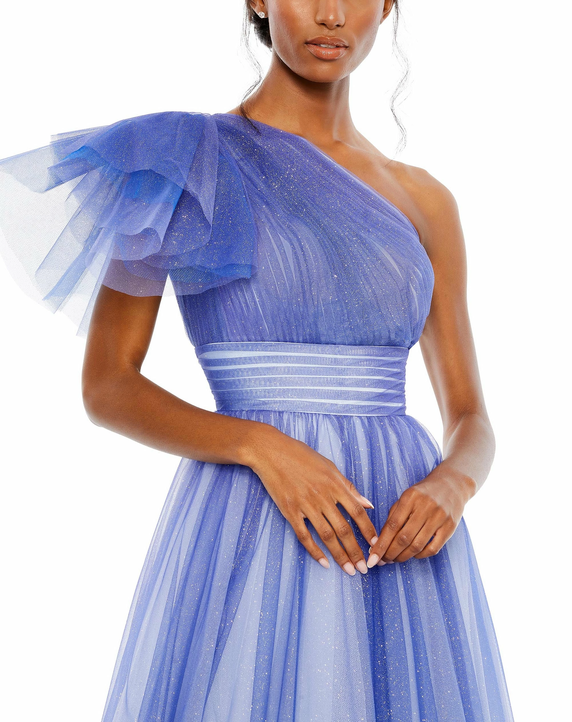 Glitter Ombre Ruffled One Shoulder Ballgown 9 Glitter Ombre Ruffled One Shoulder Ballgown - Image 7