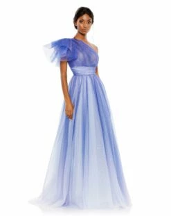 Glitter Ombre Ruffled One Shoulder Ballgown 14 Glitter Ombre Ruffled One Shoulder Ballgown -Women's Skirt 20377 ROO Default 1 WS