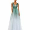 Glitter Ombre V Neck Sleeveless Gown -Women's Skirt 20380 JadeOmbre AB