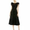 Feather Shoulder Embellished Dress -Women's Skirt 20400 Black AB