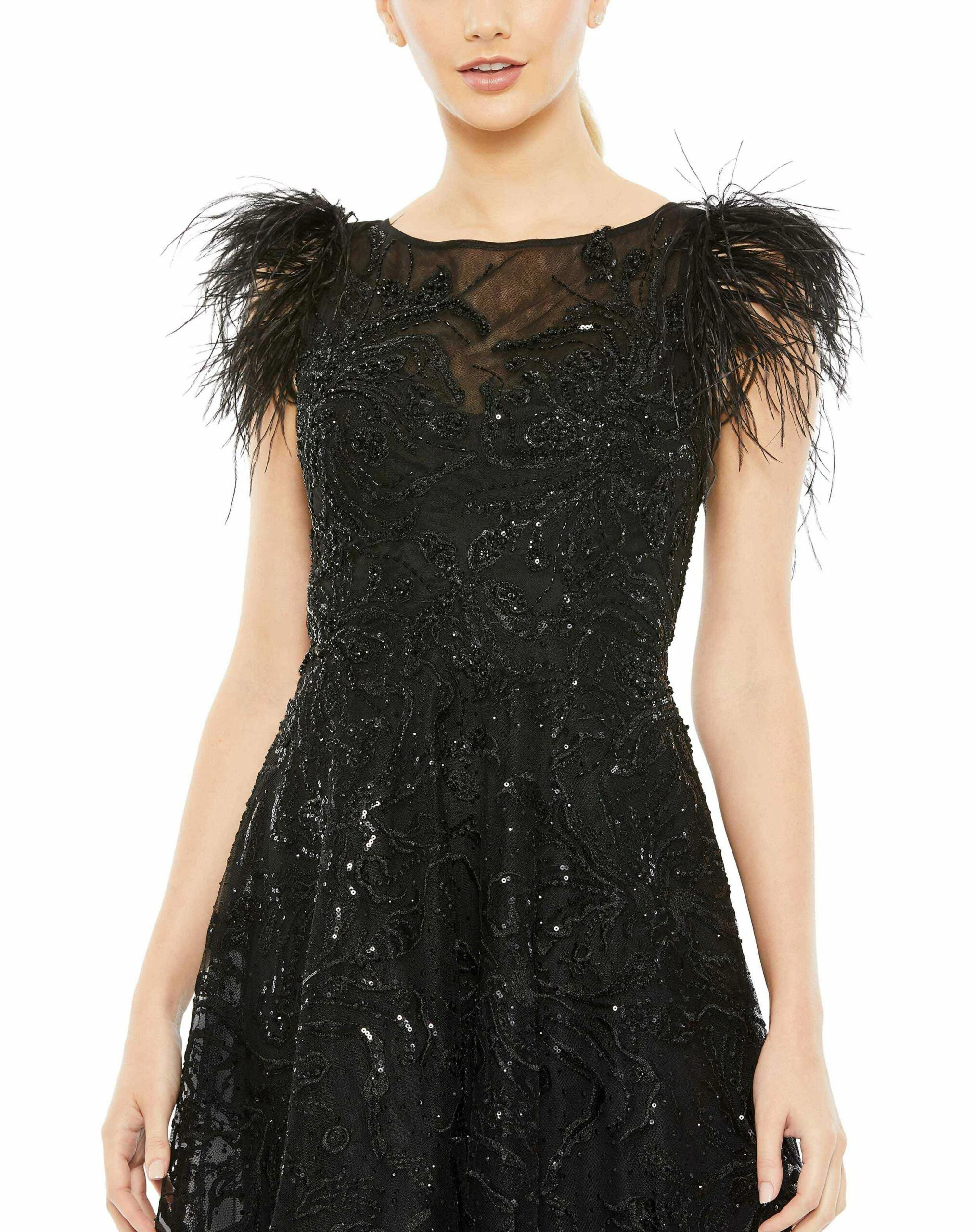 Feather Shoulder Embellished Dress 5 Feather Shoulder Embellished Dress - Image 3