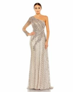 Embellished One Shoulder A Line Gown -Women's Skirt 20401 TAU Default 1 WS