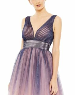 Ombre Sleeveless V Neck Midi Dress -Women's Skirt 20403 IndigoOmbre CL