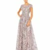 Embellished Floral Cap Sleeeve A Line Gown -Women's Skirt 20405 Lilac AB