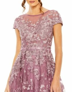 Embellished Floral Cap Sleeeve A Line Gown -Women's Skirt 20405 Whisteria CL