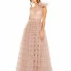 One Shoulder Faux Bow Feather Tiered A Line Gown 2 One Shoulder Faux Bow Feather Tiered A Line Gown -Women's Skirt 20447 DSR Default 1 WS