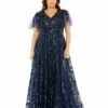High Neck Flutter Sleeve Embellished A-Line Gown -Women's Skirt 20469 MID Default 1 WS