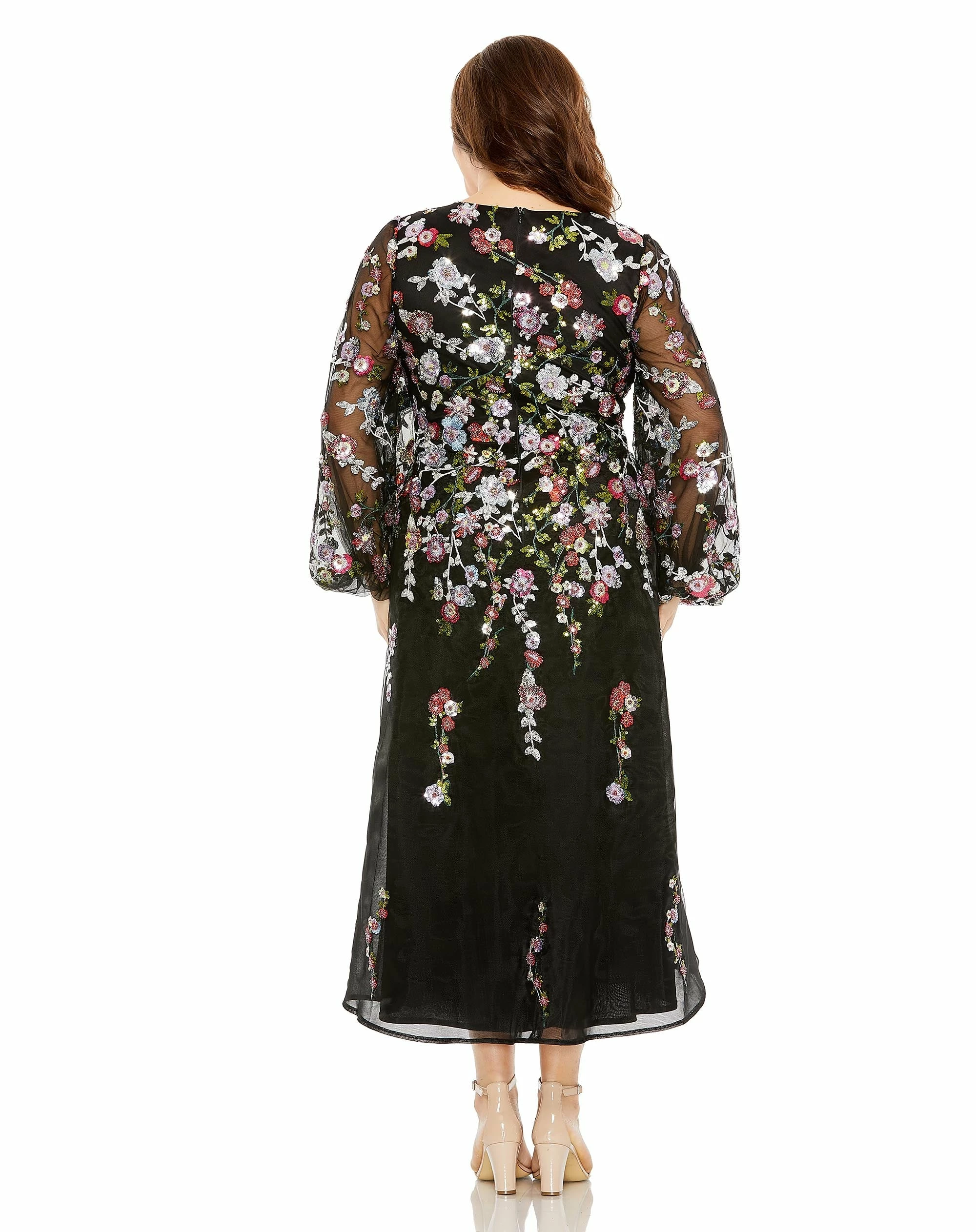 Puff Sleeve Embellished A Line Dress 4 Puff Sleeve Embellished A Line Dress - Image 2