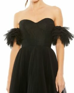 Off The Shoulder Tulle A Line Gown -Women's Skirt 20517 Black CL