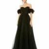 Off The Shoulder Tulle A Line Gown 2 Off The Shoulder Tulle A Line Gown -Women's Skirt 20517 BLK Default 1 WS