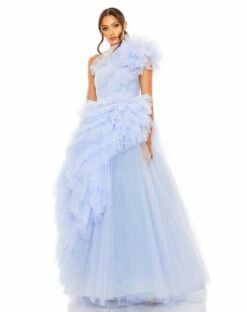 Tulle Ruffled One Shoulder Dress