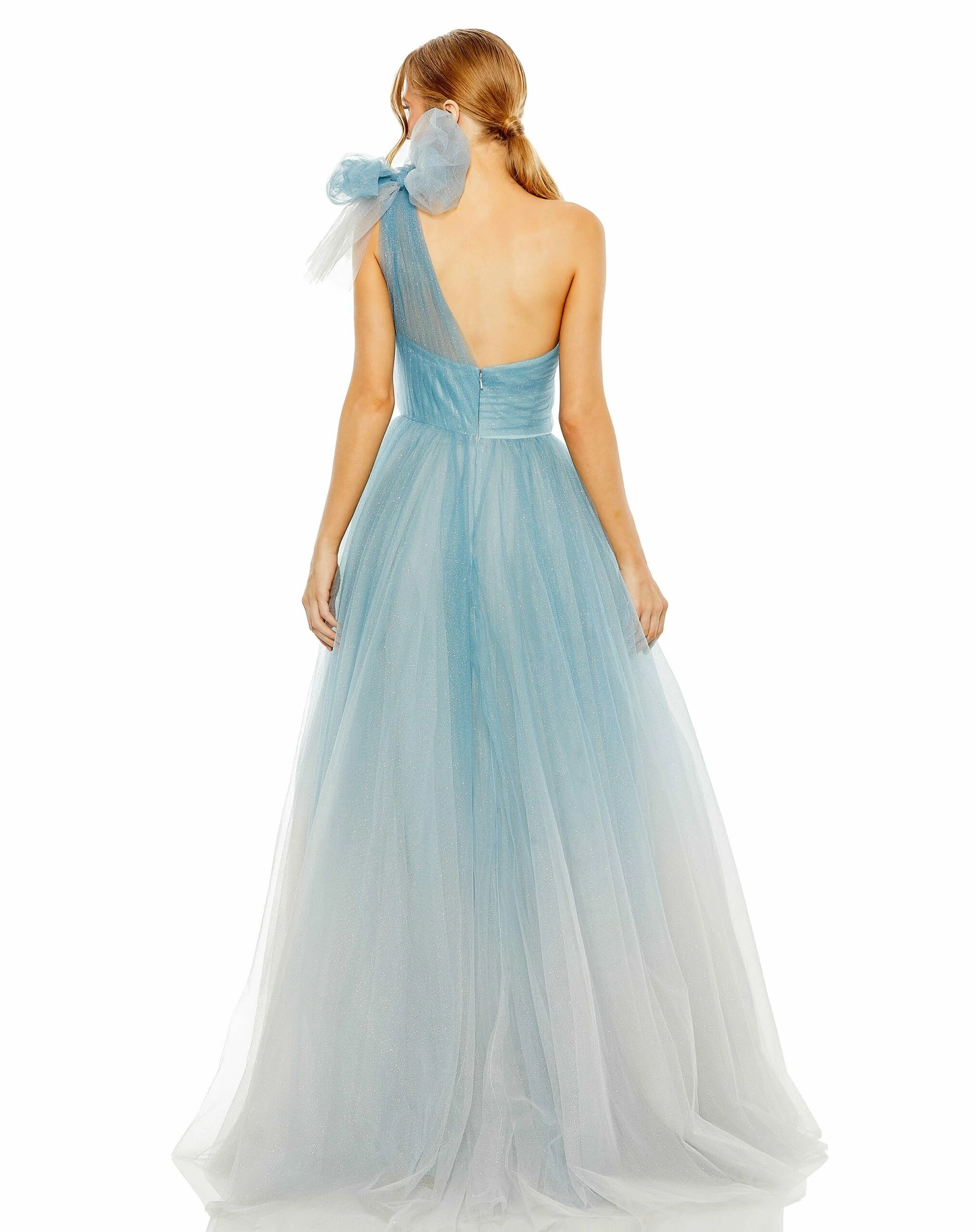 Glitter One-Shoulder Ombre Gown With Bow 4 Glitter One-Shoulder Ombre Gown With Bow - Image 2