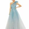 Glitter One-Shoulder Ombre Gown With Bow -Women's Skirt 20552 BLU Default 1 WS