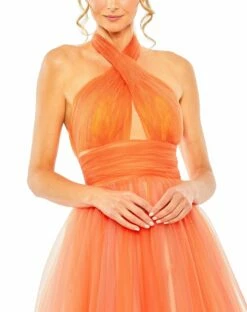 Cross Front Tulle Dress -Women's Skirt 20554 Orange CL