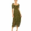 Short Sleeve Fringe Detailed Midi Dress -Women's Skirt 20568 OLI Default 1 WS