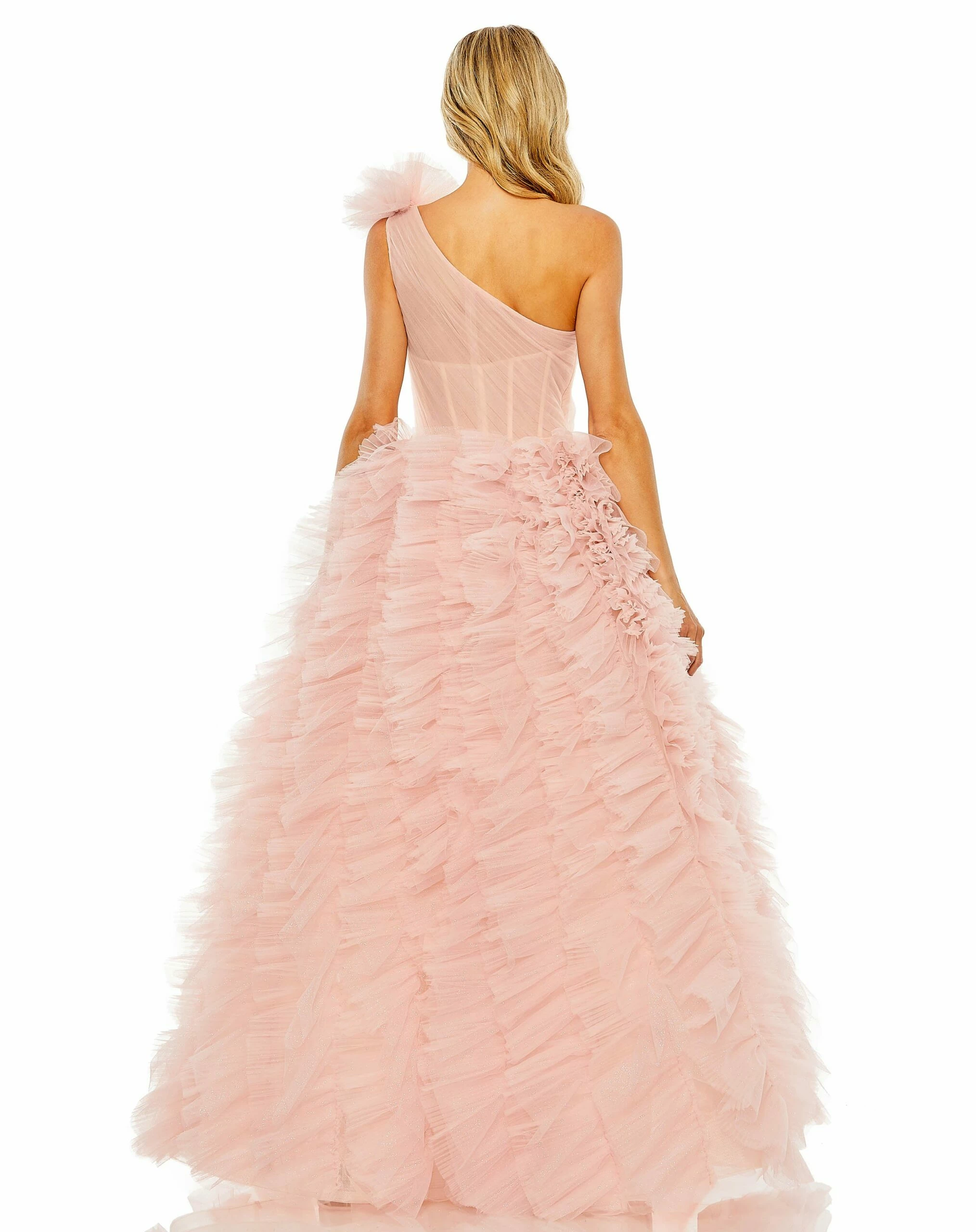 One Shoulder Glitter Tulle Gown 4 One Shoulder Glitter Tulle Gown - Image 2