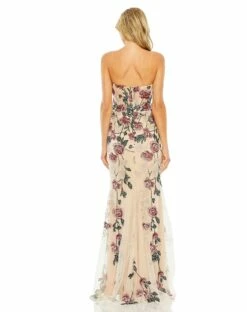 Strapless Floral Embroidered Gown -Women's Skirt 20581 NudeMulti BK