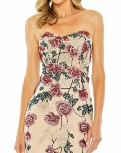 Strapless Floral Embroidered Gown -Women's Skirt 20581 NudeMulti CL