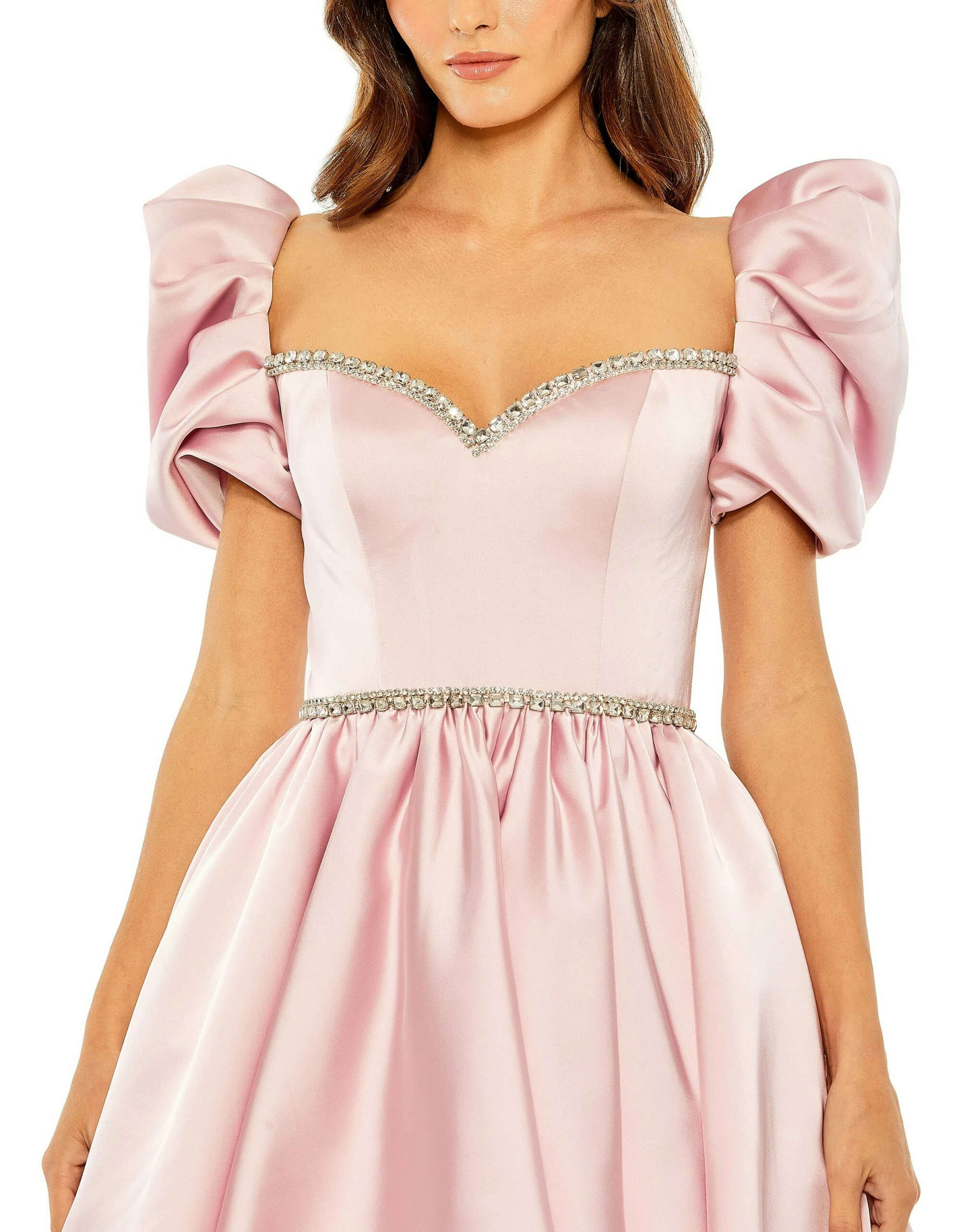 Puff Sleeve Beaded Top Full Skirt Dress 4 Puff Sleeve Beaded Top Full Skirt Dress - Image 2