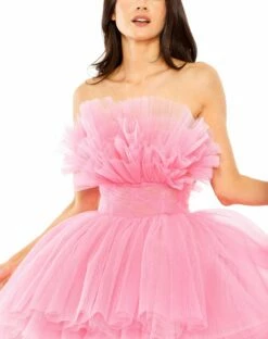 Strapless Ruffled Tulle Mini Ballgown -Women's Skirt 20750 CandyPink CL