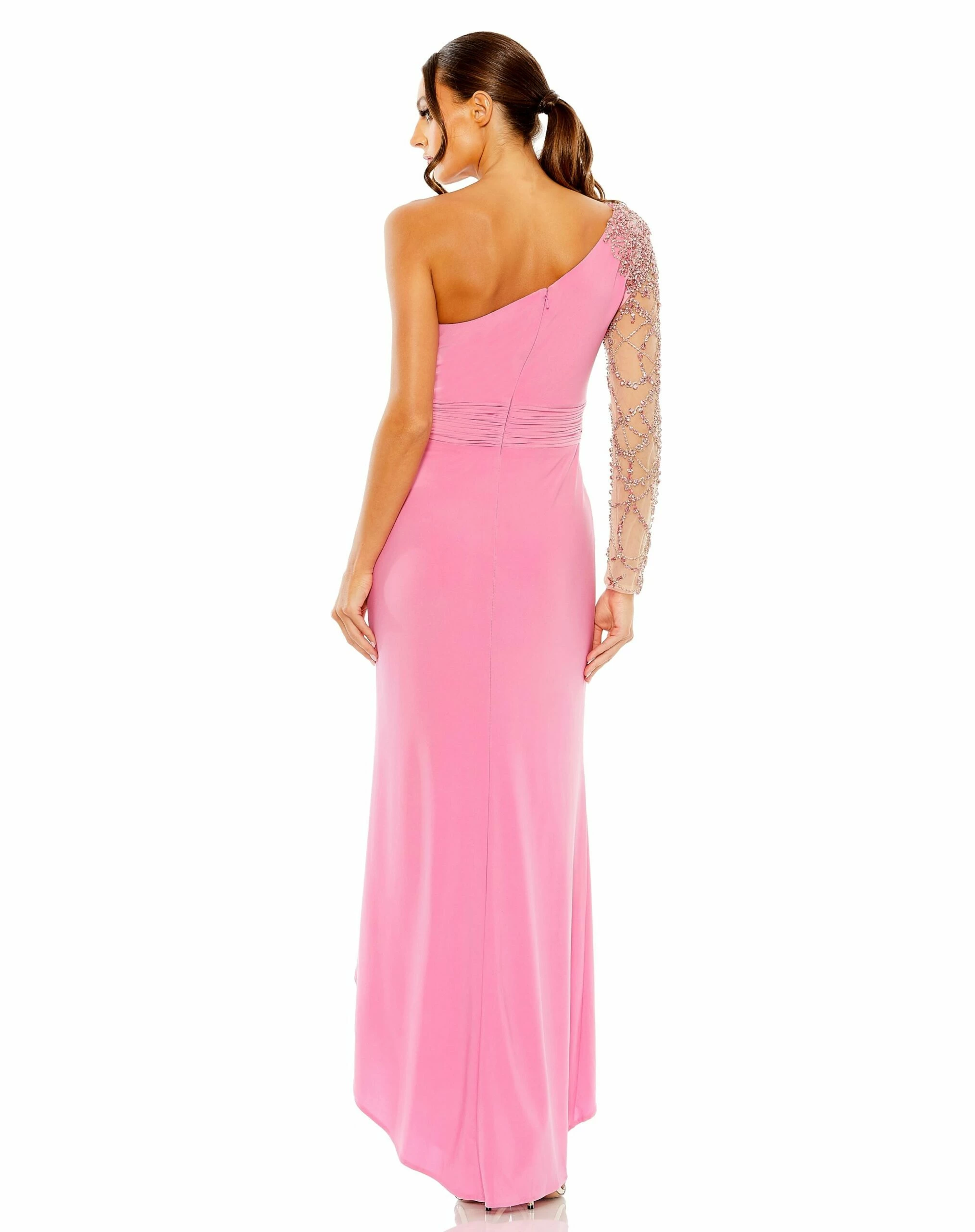Embellished One Shoulder Long Sleeve Gown 8 Embellished One Shoulder Long Sleeve Gown - Image 6