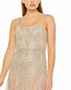 Slim Strap Embellished Bustier Gown -Women's Skirt 2236 NudeSilver CL