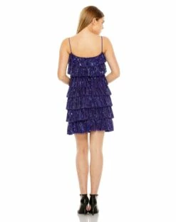 Beaded Strap Sequin Ruffle Mini Dress -Women's Skirt 23001 COB 2 WS
