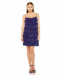Beaded Strap Sequin Ruffle Mini Dress -Women's Skirt 23001 COB Default 1 WS