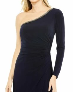 Draped One Sleeve Jesery Gown -Women's Skirt 26039 Midnight CL 1