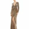Metallic Twist Front Plunging Long Sleeve Gown 1 Metallic Twist Front Plunging Long Sleeve Gown -Women's Skirt 26194 BRZ Default 1 WS 6b1546bc 9181 4d13 aa0a cf1c9ab2caf8