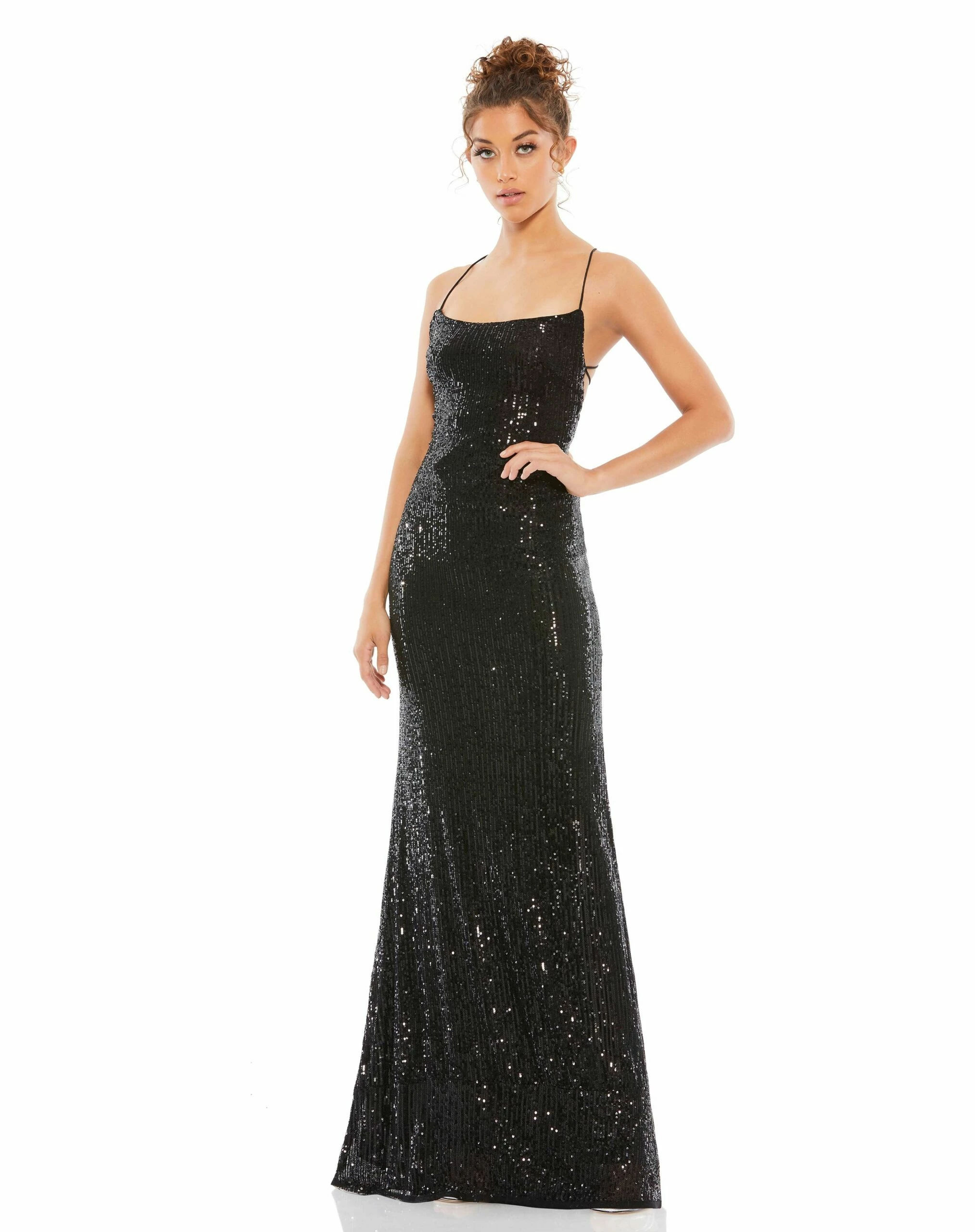 Stretch Sequin Lace Up Back Evening Gown 7 Stretch Sequin Lace Up Back Evening Gown - Image 5