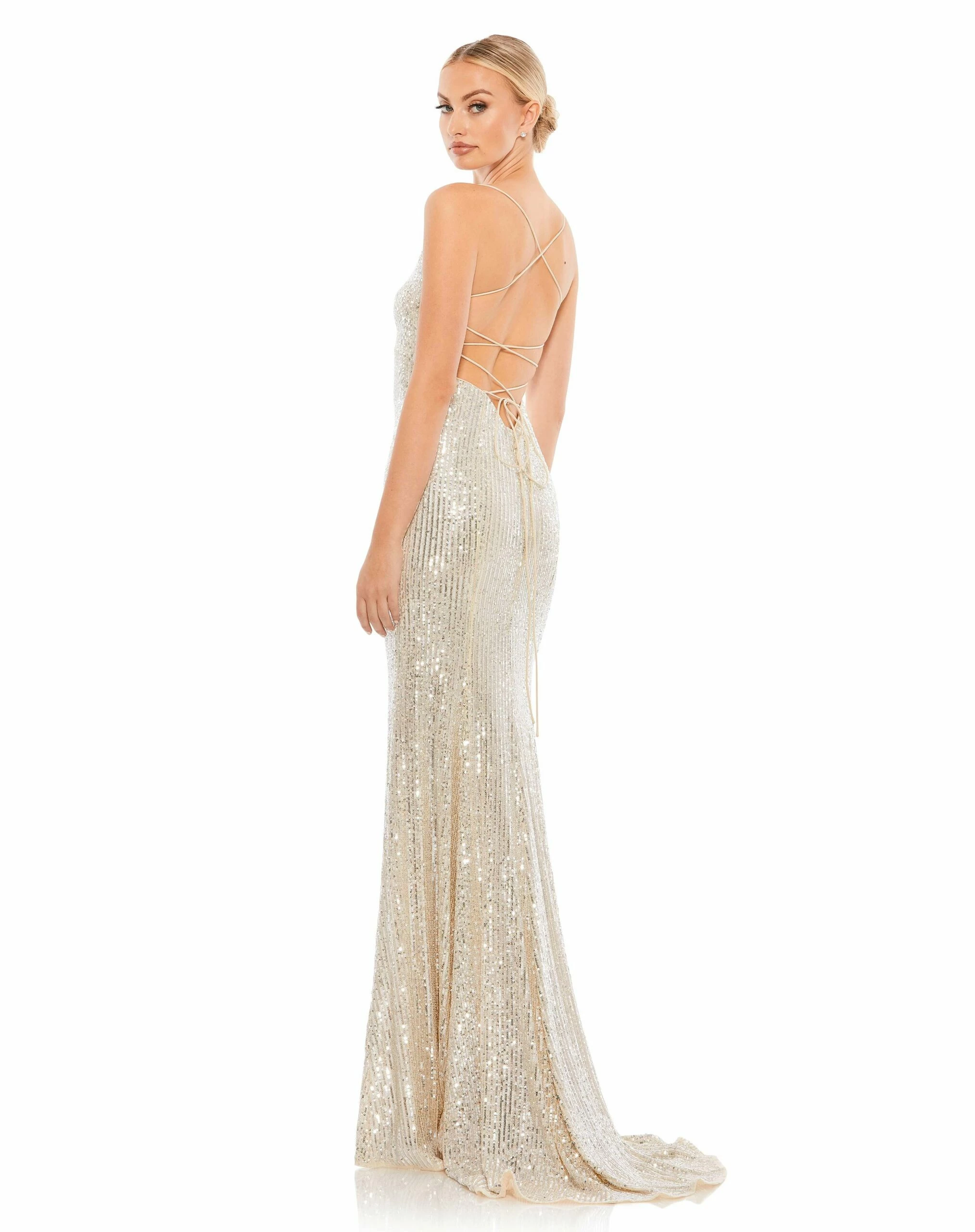 Stretch Sequin Lace Up Back Evening Gown 4 Stretch Sequin Lace Up Back Evening Gown - Image 2